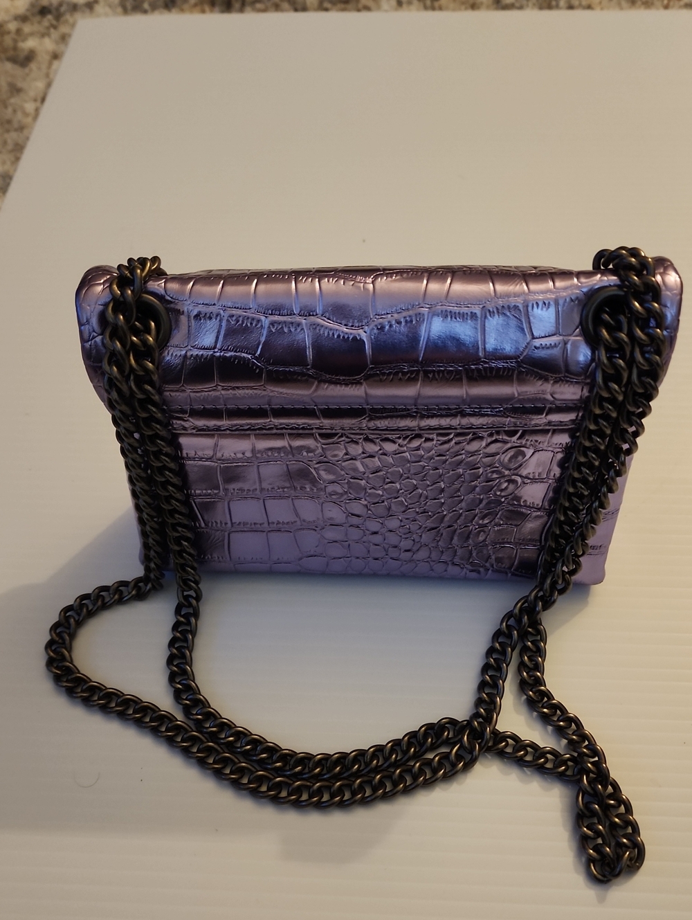 Kurt Geiger London Mini Brixton Shoulder Bag. Croc-Embossed Chain. - Picture 5 of 16